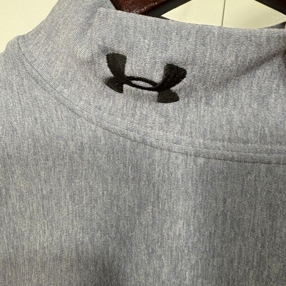 Under Armour Compression Shirt Mens S ColdGear Mock Neck Blue Gym Base Layer - Picture 2 of 11